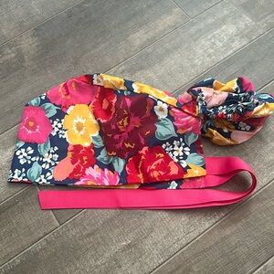 Floral Ponytail Scrub Hat